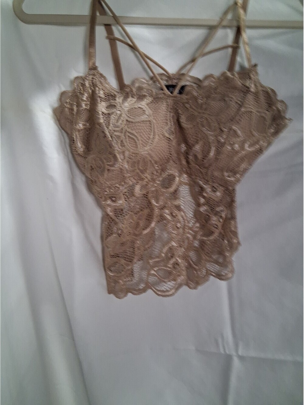 Julia By Love J Lace Lingerie Top Nude Sheer Camisole Bustier Corset Large N2